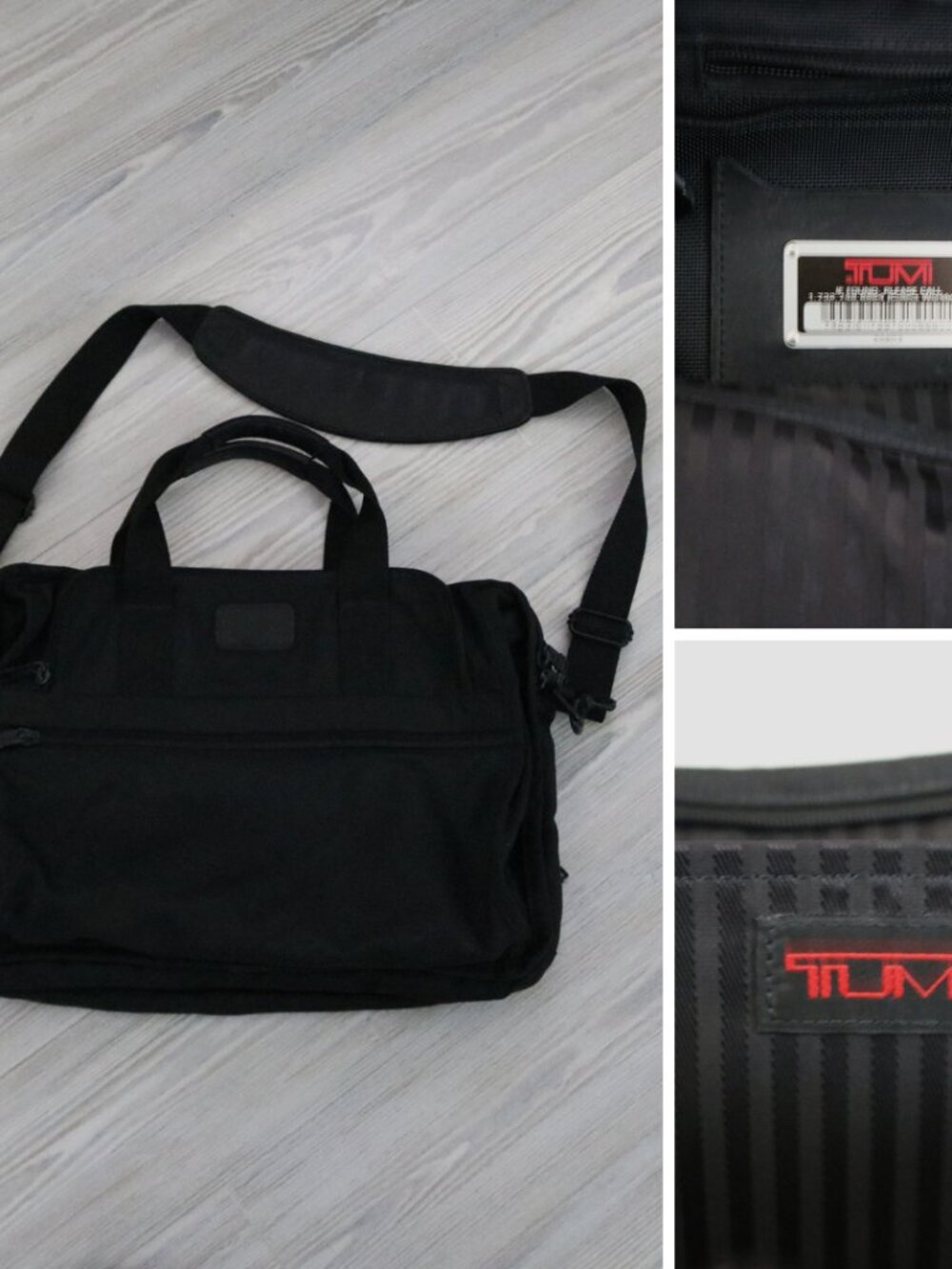 TUMI Alpha Black Expandable Briefcase Organizer Corporate Nylon Shoulder Bag USA